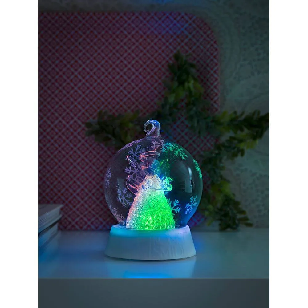 Glaskugle-engel med 3 funktioner timer RGB-farveskift 1 RGB-diode batteridrevet