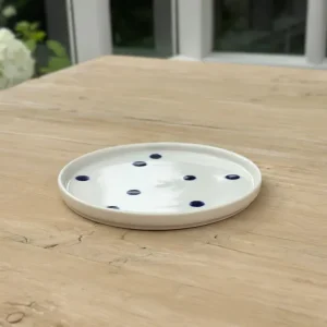 Ann-Louise Roman tallerken - store blå prikker 14 cm