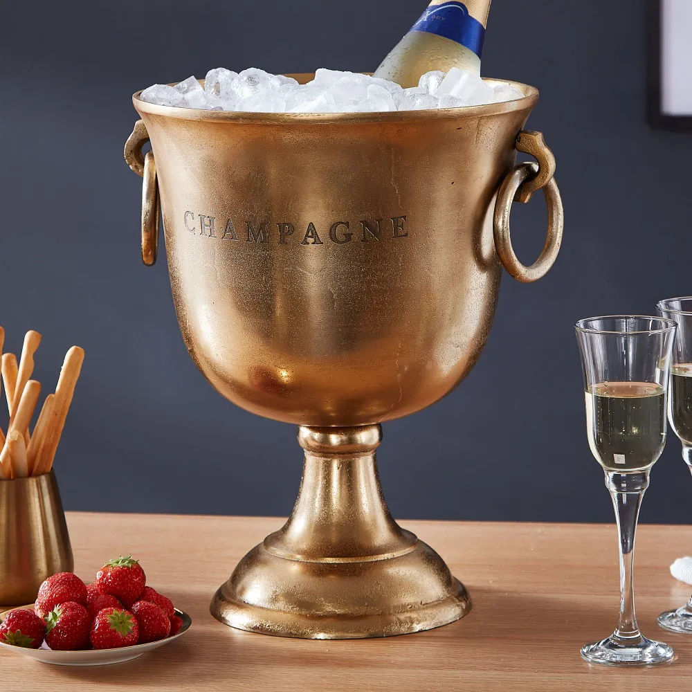 Bespoke champagnekøler, 28x37x28 cm, aluminium, guldfarvet