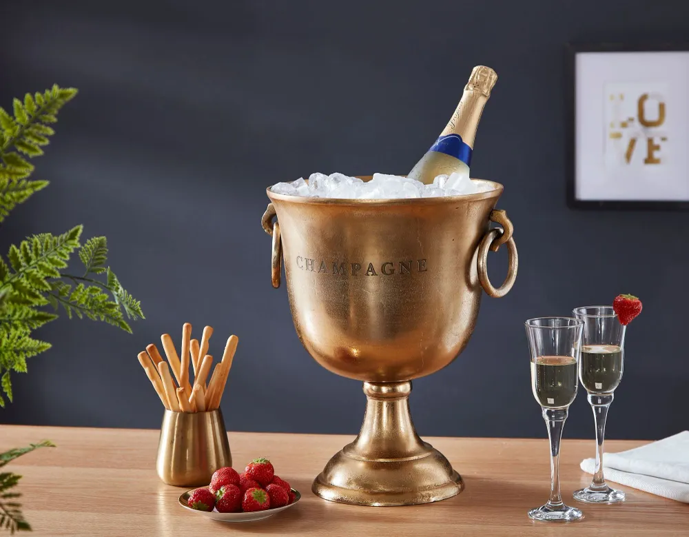 Bespoke champagnekøler, 28x37x28 cm, aluminium, guldfarvet
