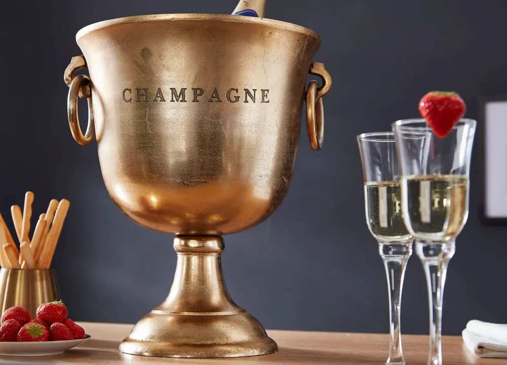 Bespoke champagnekøler, 28x37x28 cm, aluminium, guldfarvet