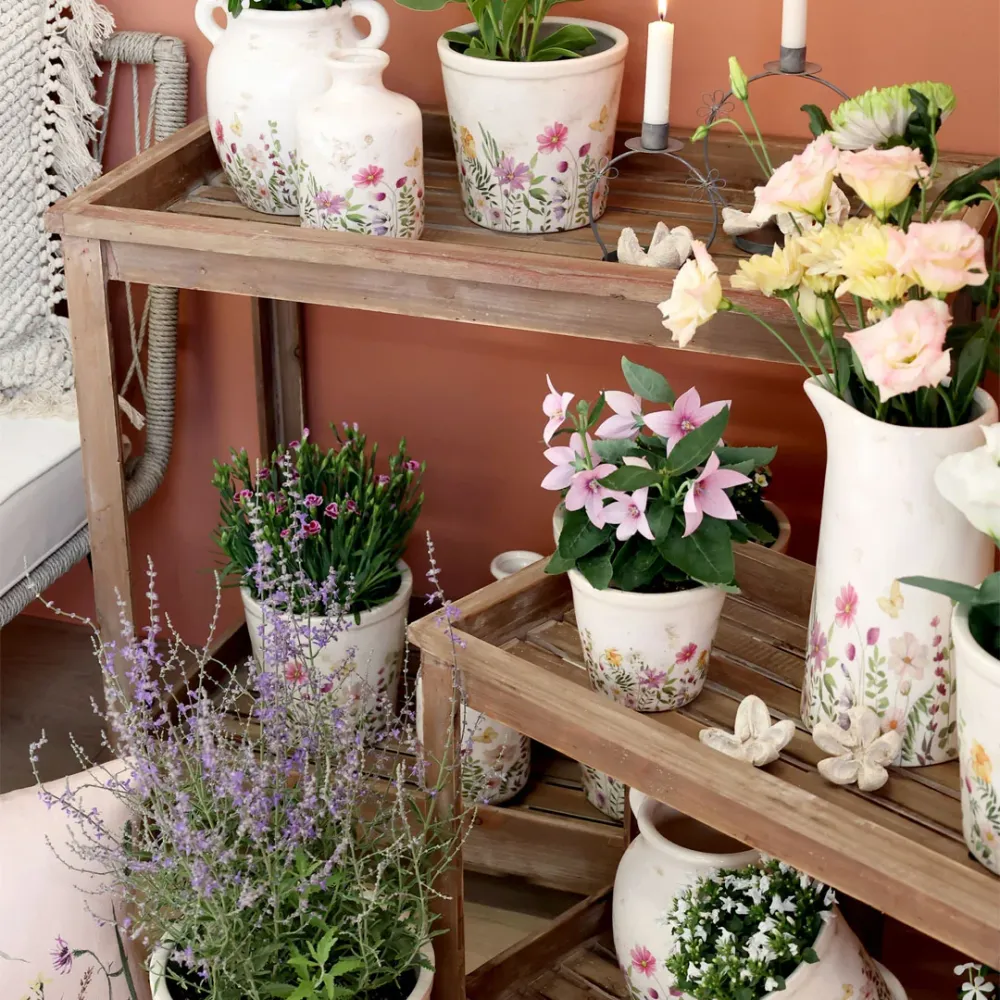 Chic Antique - Avignon Kande med Blomstermotiv - H25,5/Ø20,5 cm Creme