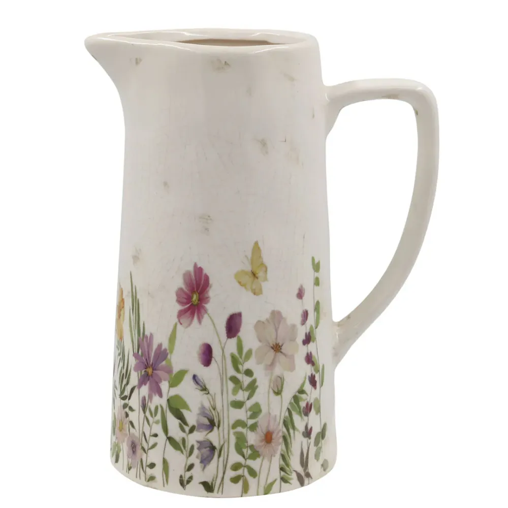 Chic Antique - Avignon Kande med Blomstermotiv - H25,5/Ø20,5 cm Creme