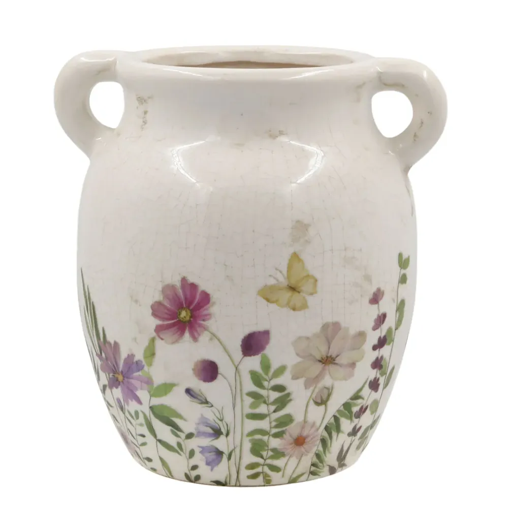 Chic Antique - Avignon Kande med Blomstermotiv - H19,5/Ø19 cm Creme
