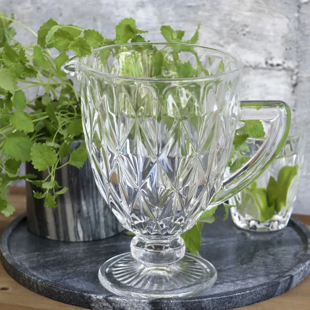 Chic Antique - Kande med diamantudskæring i glas | H19,5 cm