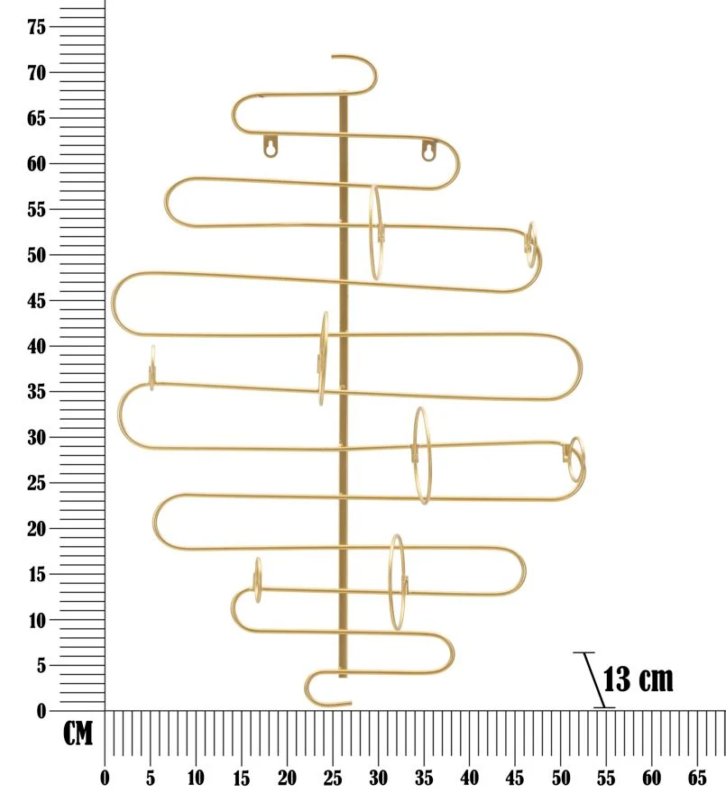 Glam vinreol i guldfarve, alloy – 53x13x72 cm