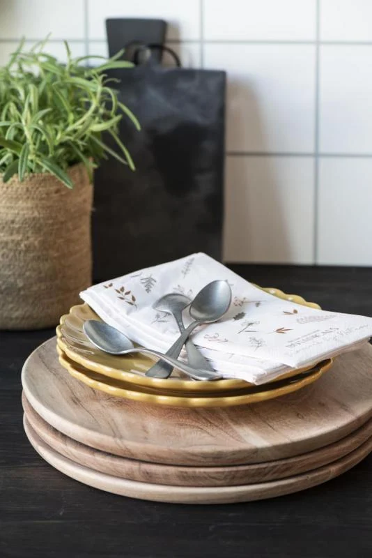 Justerbar Køkkenservice Mynte Mustard Tallerken