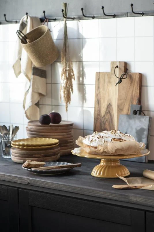 Justerbar Køkkenservice Mynte Mustard Tallerken