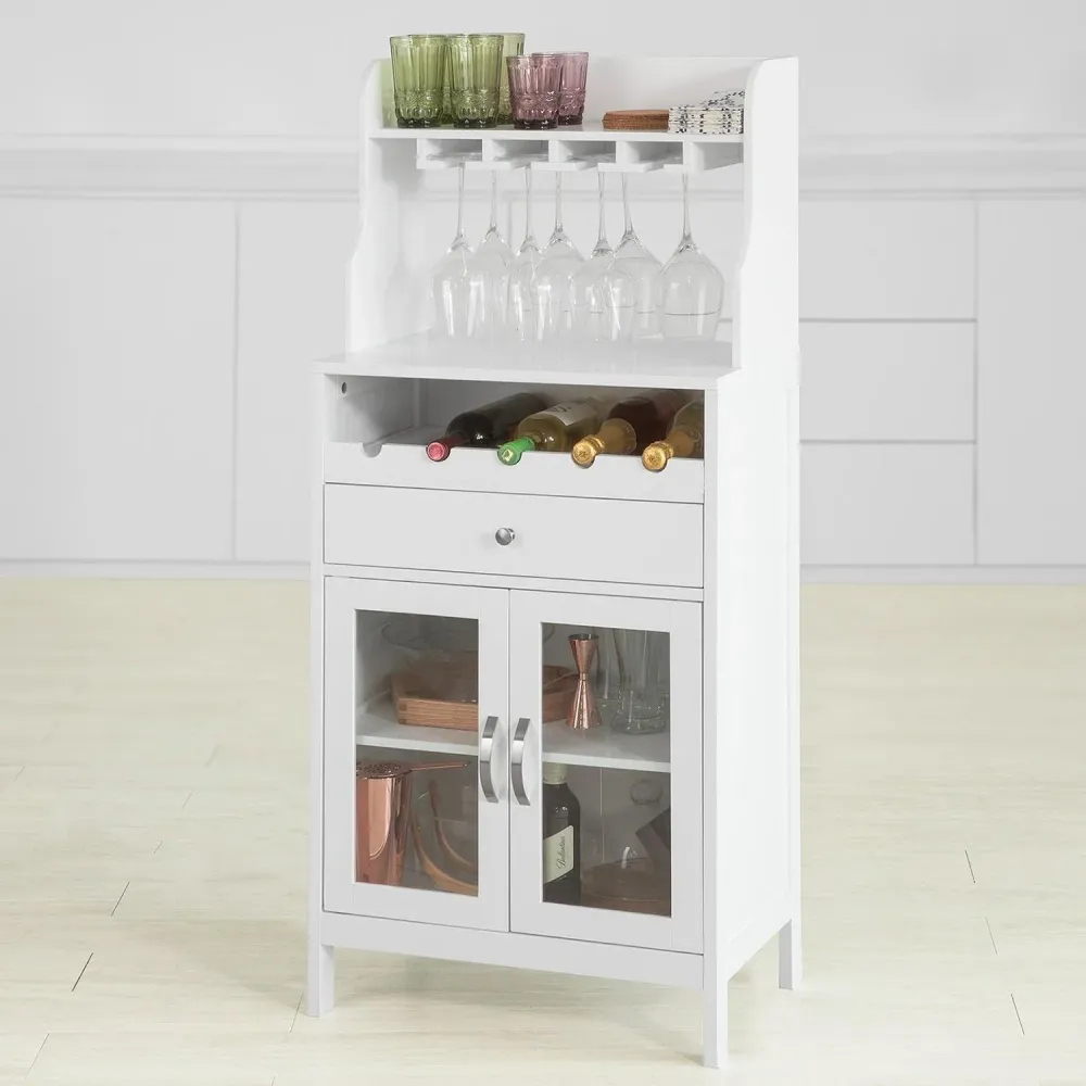 Køkkenreol med flaske og glas holdere, pearl