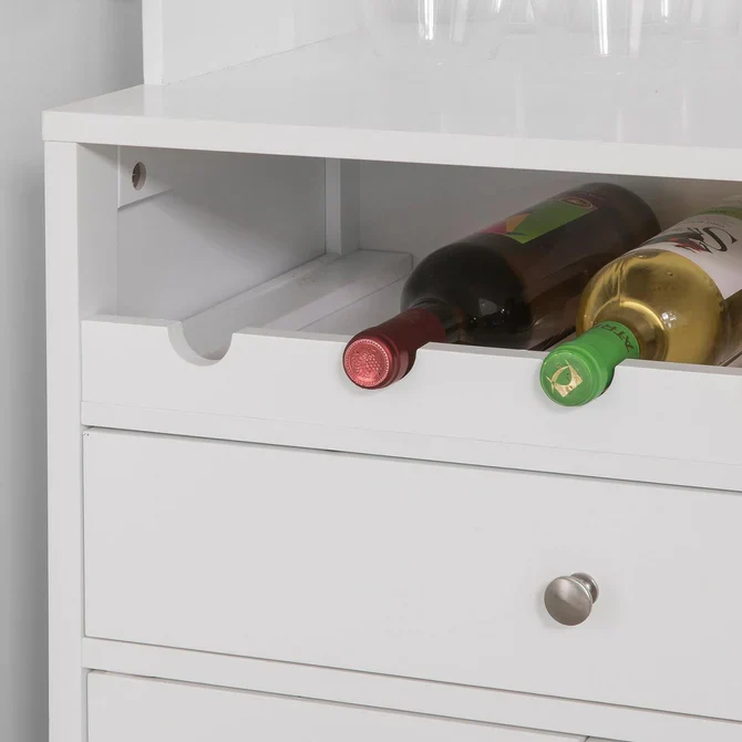 Køkkenreol med flaske og glas holdere, pearl