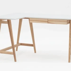 LUKA Asketræ Hjørneskrivebord B135 x D85cm Pearl Venstre Side