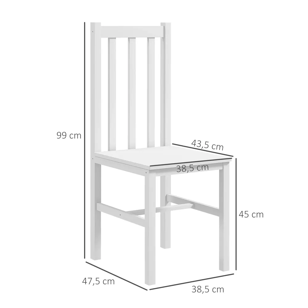 Sæt med 2 køkken-spisestole, massivt træ, moderne design, 38,5 cm x 47,5 cm x 99 cm, alabast
