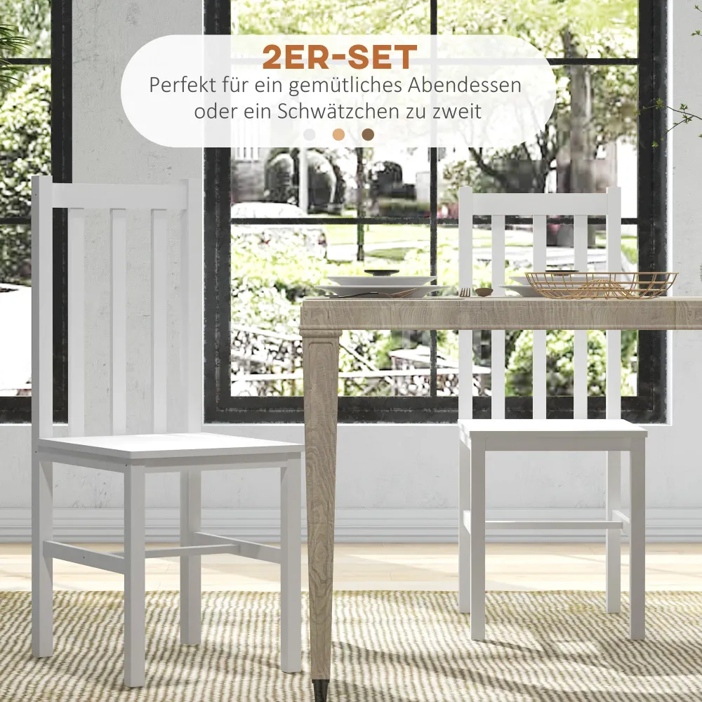 Sæt med 2 køkken-spisestole, massivt træ, moderne design, 38,5 cm x 47,5 cm x 99 cm, alabast