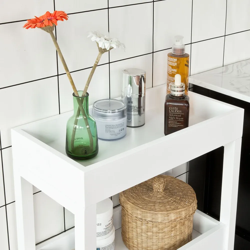 Pladsbesparende køkkenvogn, 40 x 21 x 83 cm, ivory