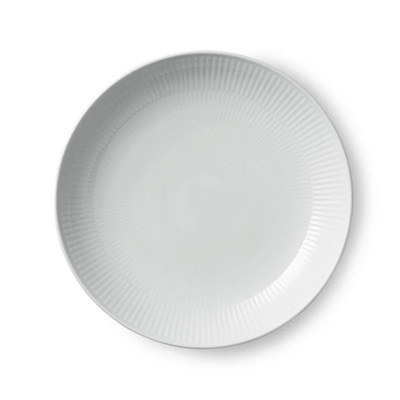 Royal Copenhagen Hvid Riflet -vogue tallerken 25 cm