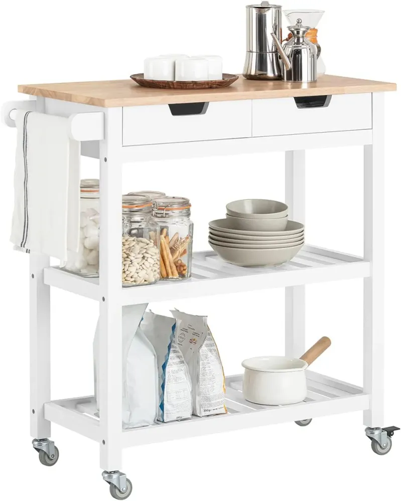 Sophisticated køkkenvogn i skandinavisk stil, B85 x D39 x H90 cm, hvid