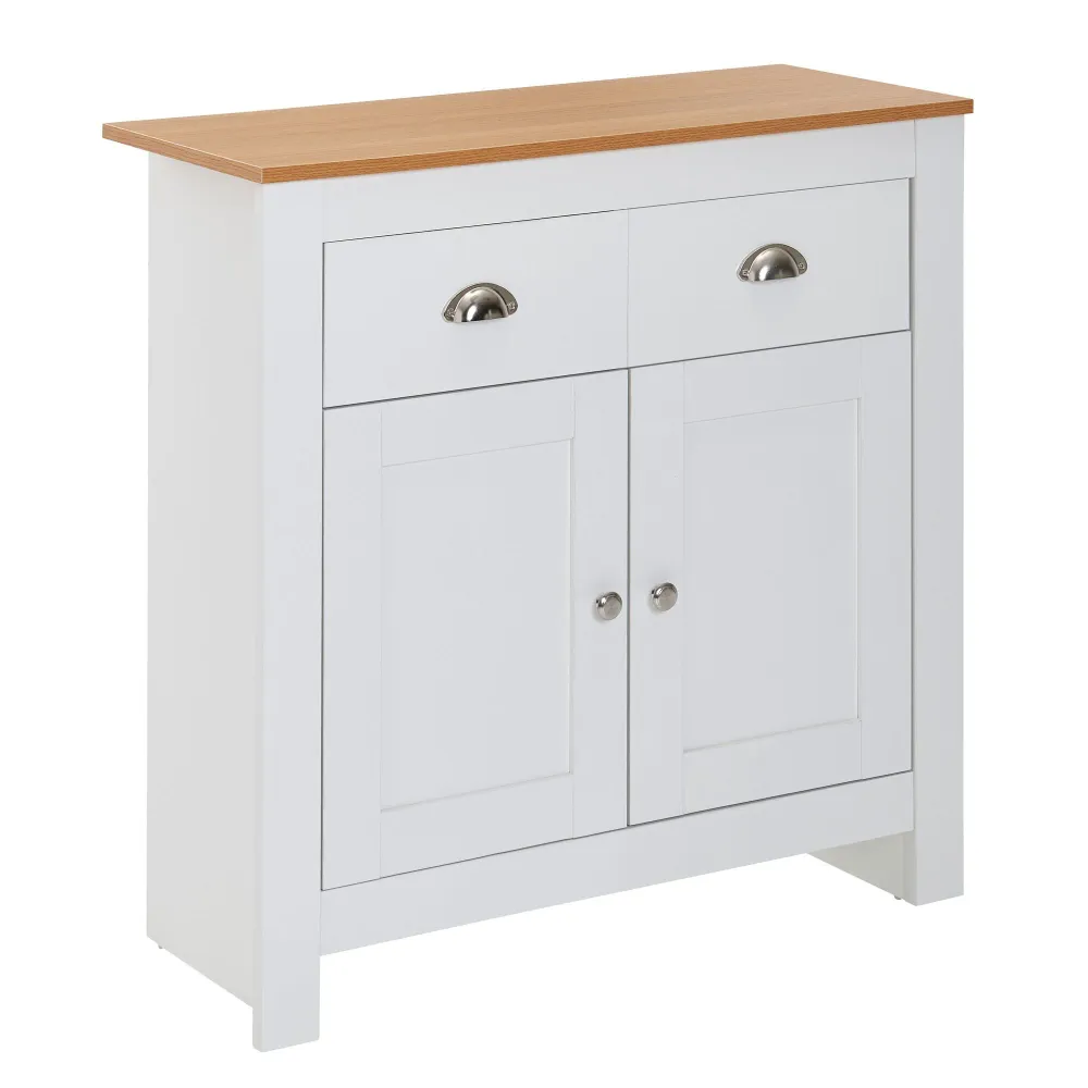 Stilfuld og funktionel skænk i møbelplade, 79x81x34,5 cm, ivory