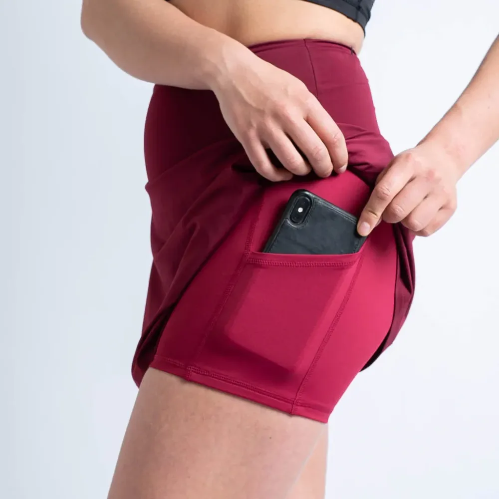 Vacuum Seal Wine Running Skirt - BARA Xs