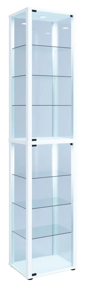 Vitrineskab i glas, 227 x 50 x 38 cm, snow