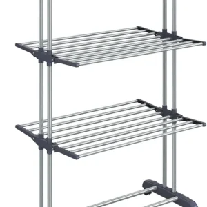 Foldbart tørrestativ med vinger og hjul, 63,5 x 128 x 173 cm, stort og quickly at samlem grå