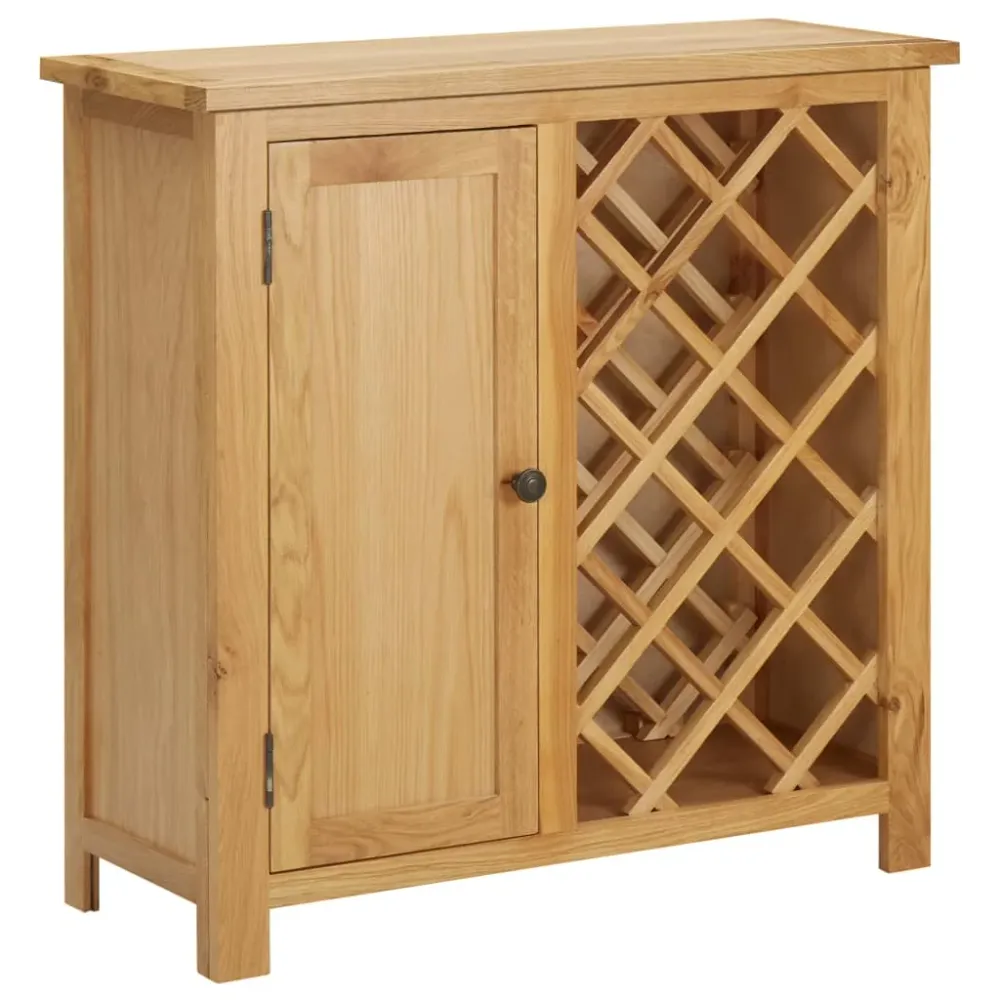 Vinskab Til 11 Flasker 80X32X80 Cm Massivt Egetræ Hvid