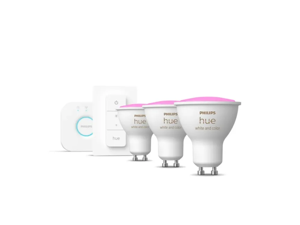 Philips Hue white color ambiance startsæt GU10, 3 lyskilder, 1 bridge, bluetooth-enabled